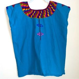 Embroidered Peasant Handmade colorful top - XS